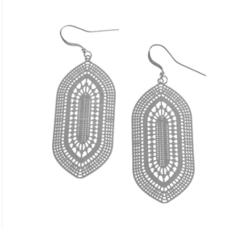 Rhodium Cut Medallion Earrings