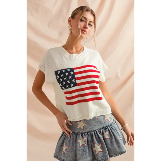 Stars and Stripes American Flag Sweater Top