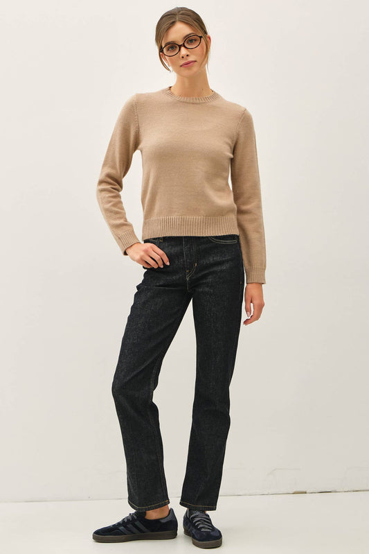 Mocha Wool Blended Basic Sweater