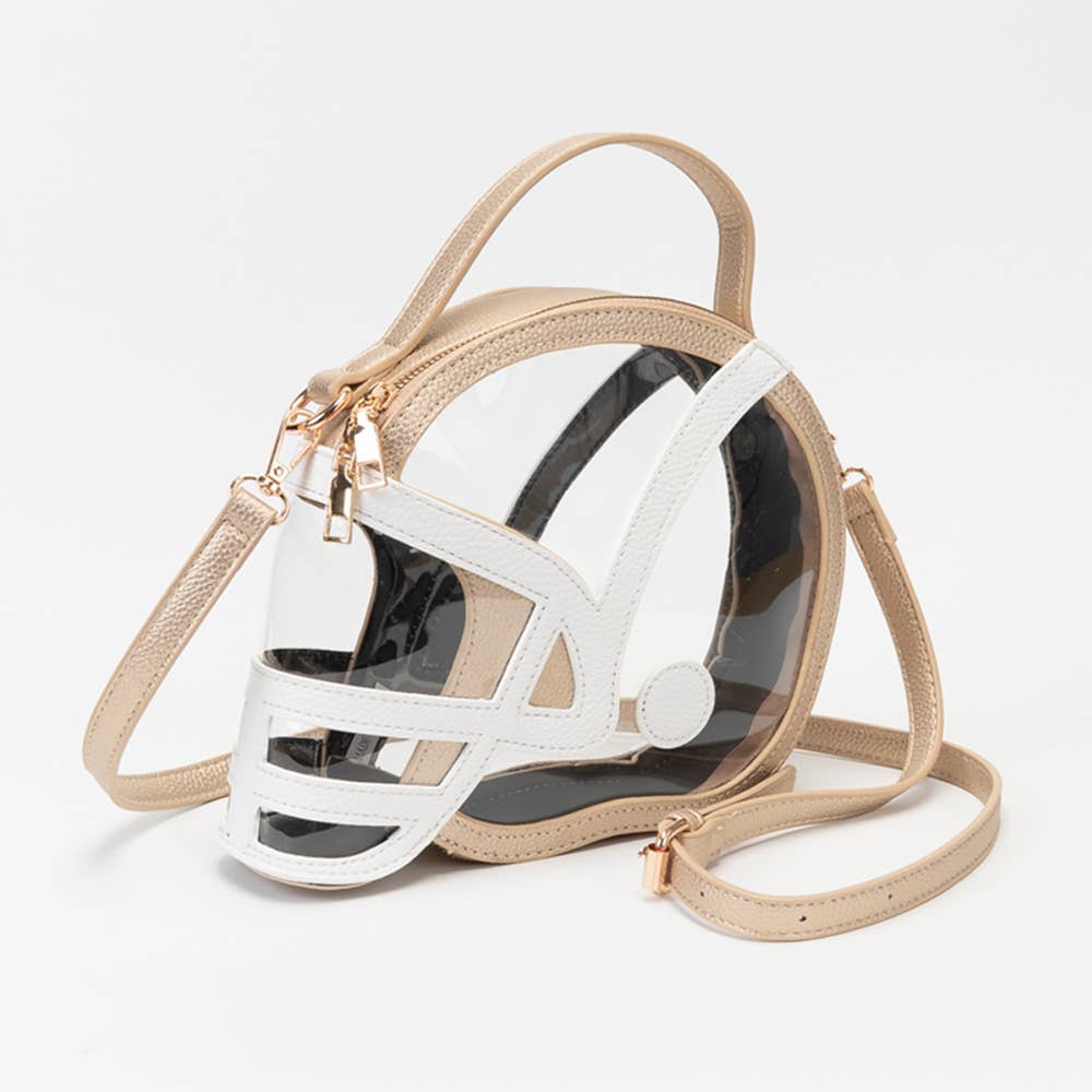 Transparent Gameday Football Helmet Shaped Crossbody Handbag: Orange White
