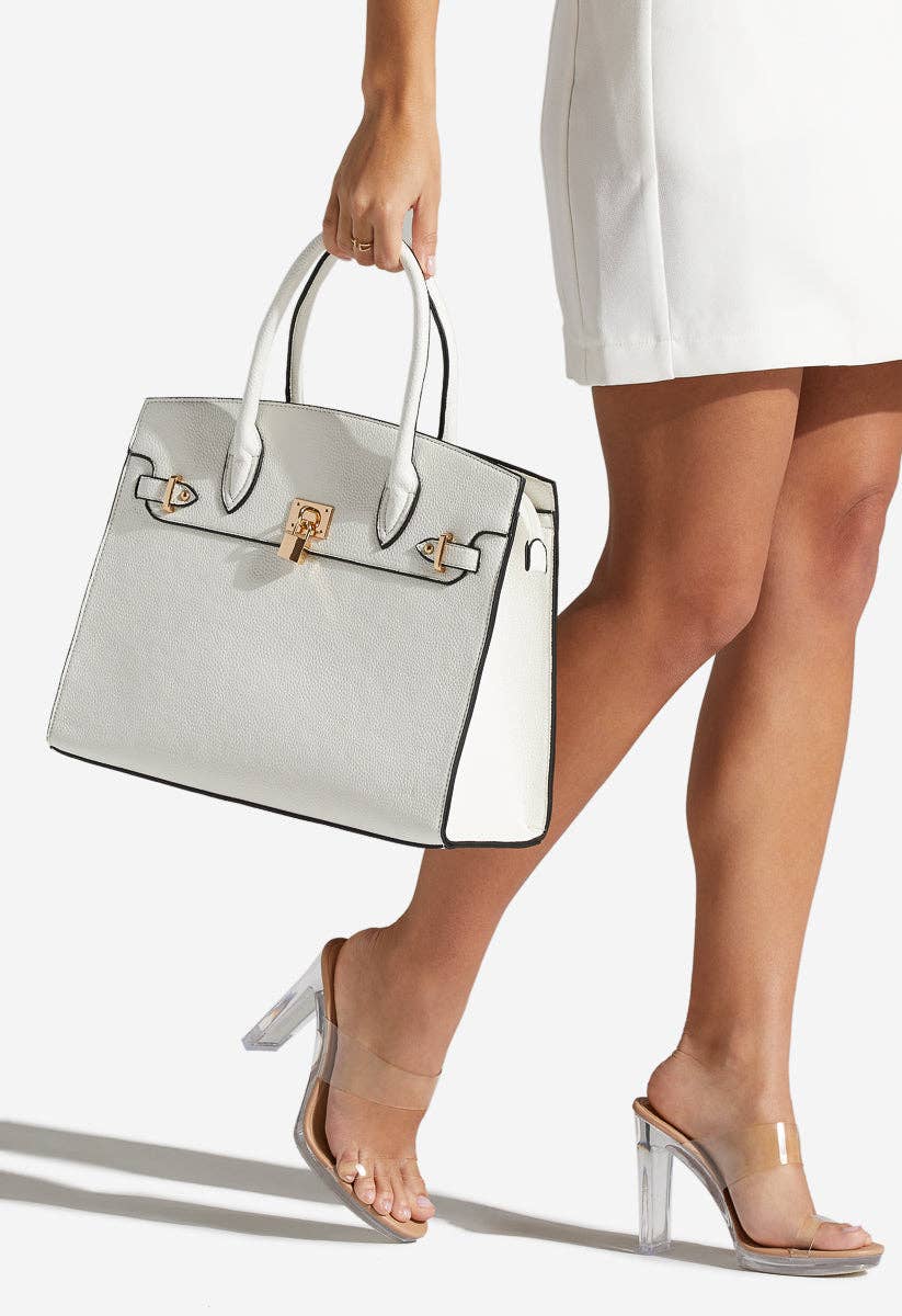 Key to My Heart Satchel With Strap: Beige