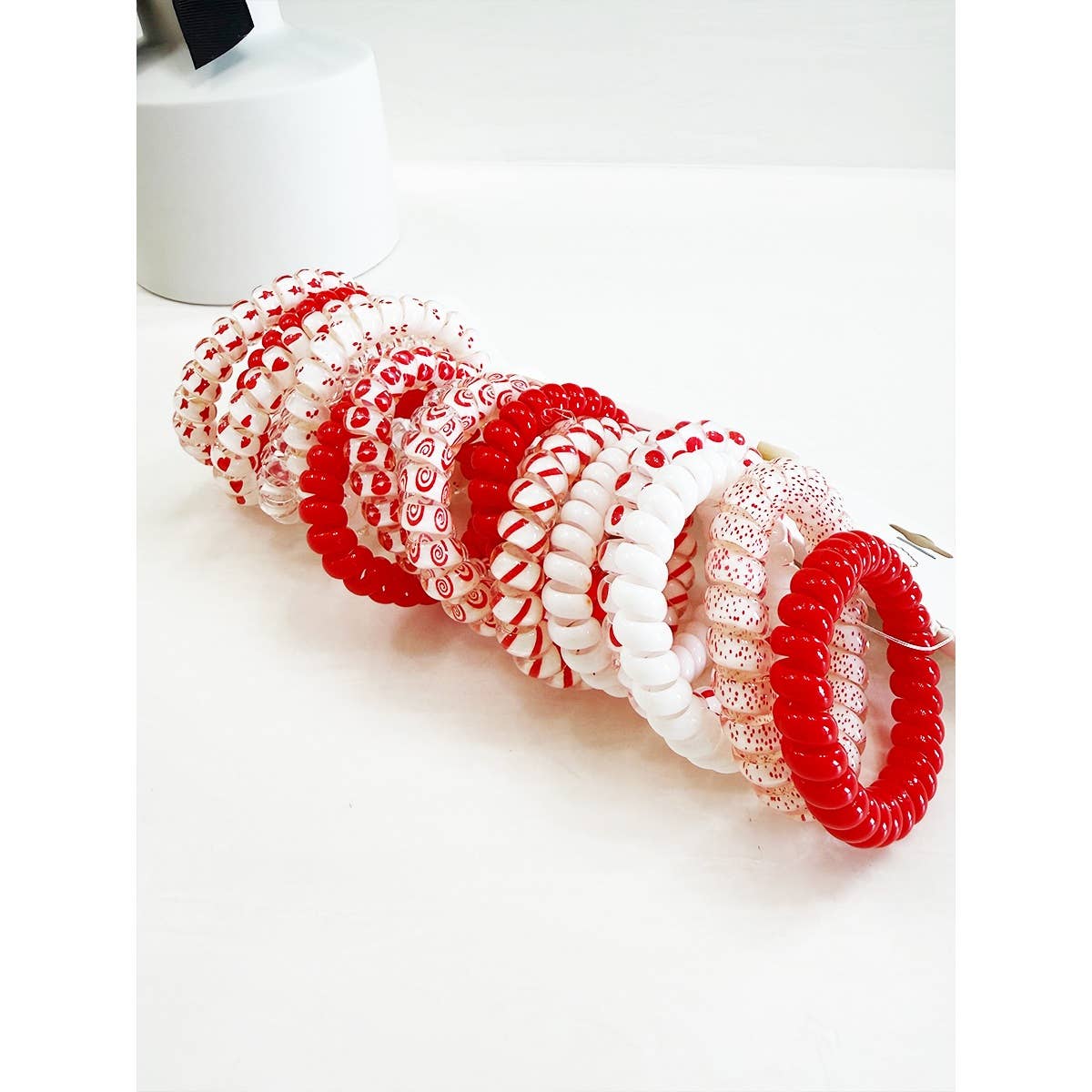 Red Color Theme mixed Spiral Hair Ties