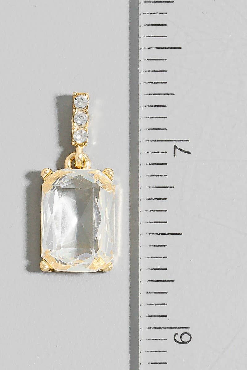 Faceted Rectangle Crystal Dangle Drop Earrings