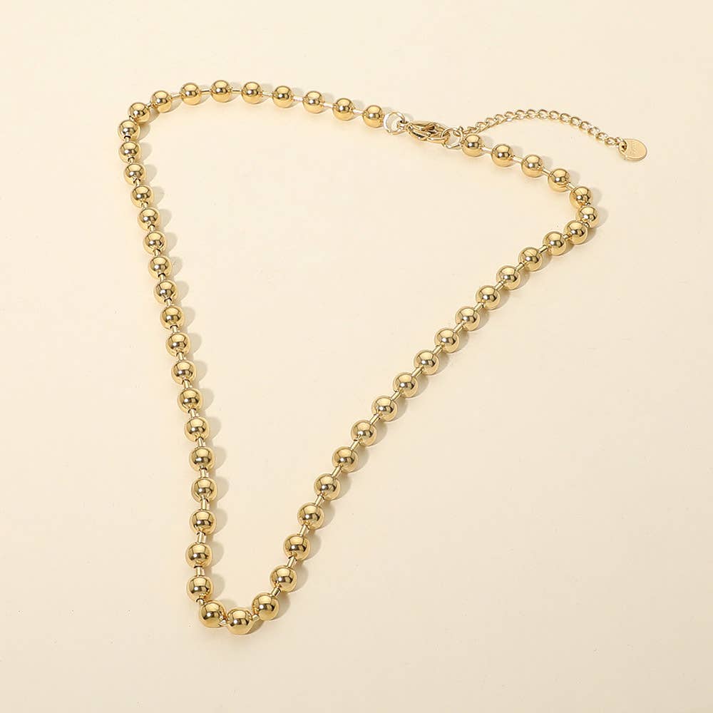 Stainless Steel Beaded Chain Necklace: Silver