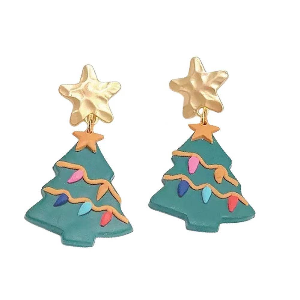 Handmade Clay Christmas Tree Earrings