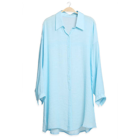 SALE Light Blue Button-Up Shirt Cover Up