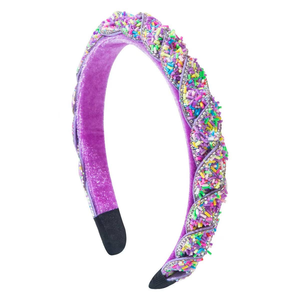 Purple Cake Sprinkles Beaded Headbands
