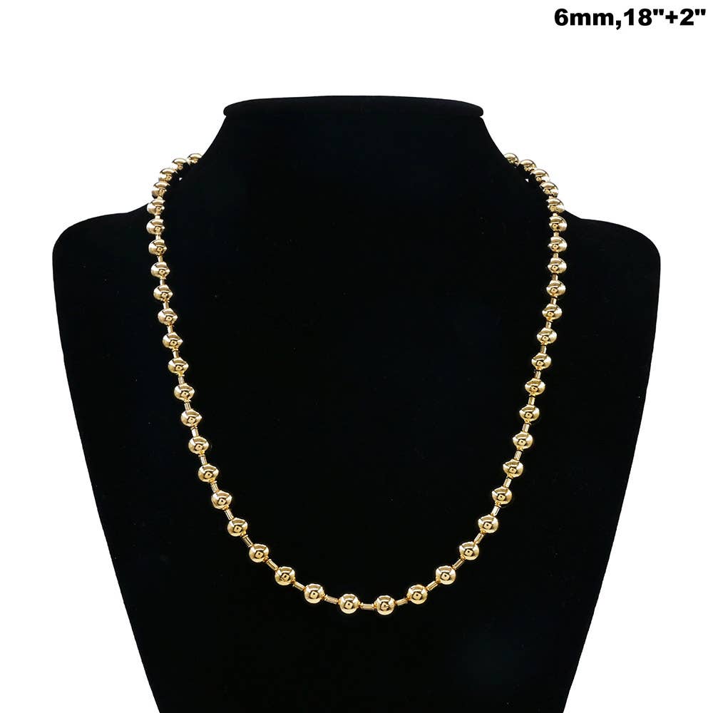 Stainless Steel Beaded Chain Necklace: Silver