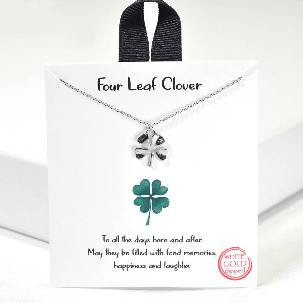 Silver Four Leaf Clover Charm Necklace