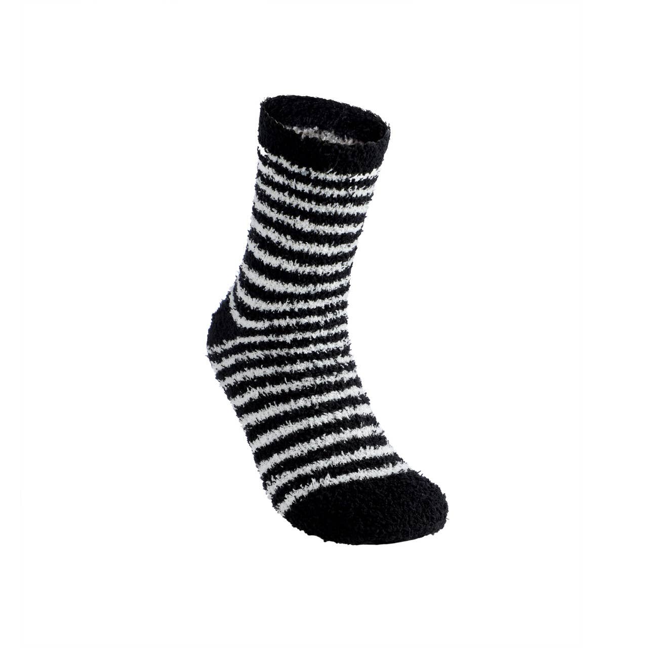 Black/White Ladies Fuzzy Socks: 3 Pair Set