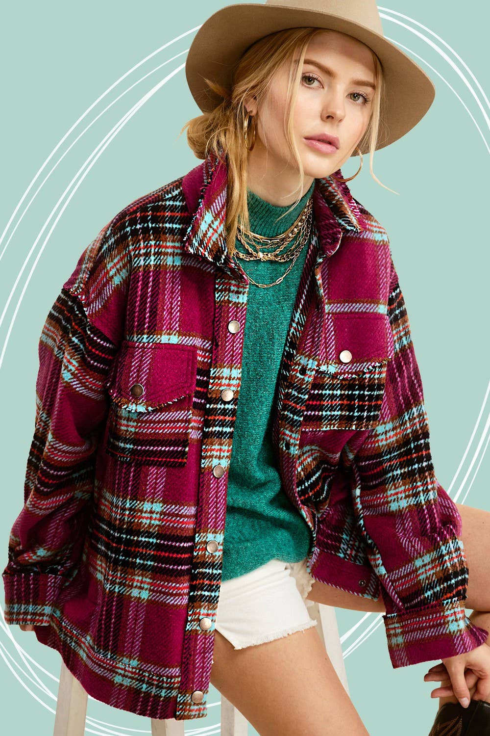 Plaid Button Down Fall Winter Jacket