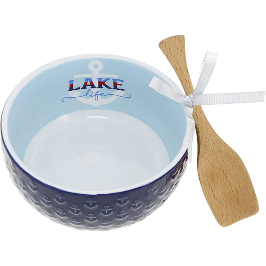 Lake Life - 4.5" Ceramic Bowl with Wood Spoon