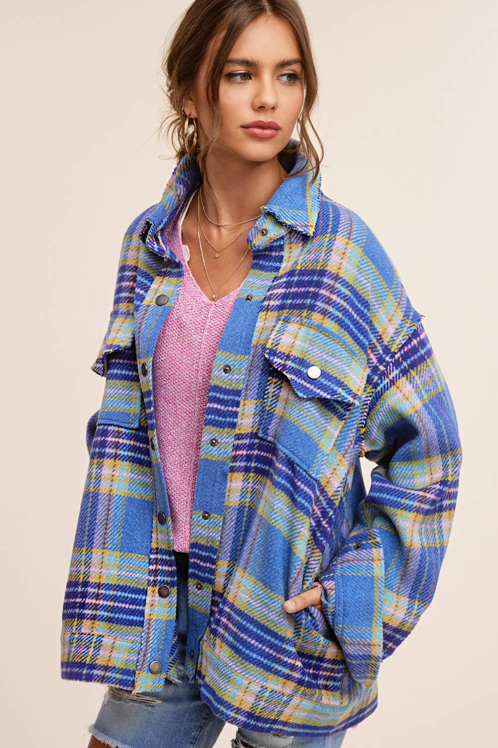 Plaid Button Down Fall Winter Jacket