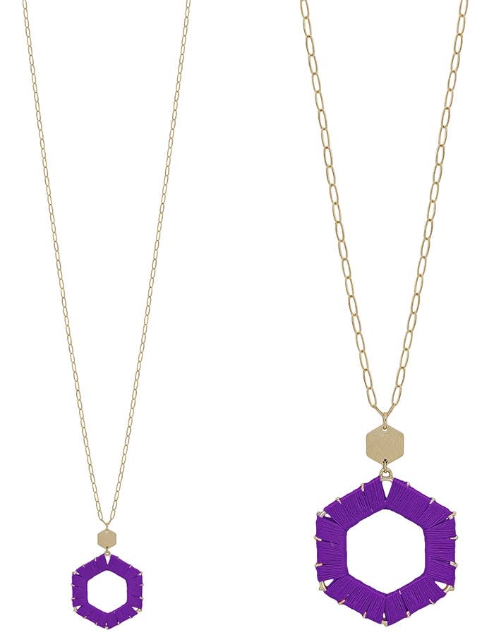 Purple Threaded Hexagon 34" Necklace