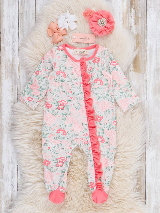 Rosebud Ruffle Footed Sleeper Pajamas