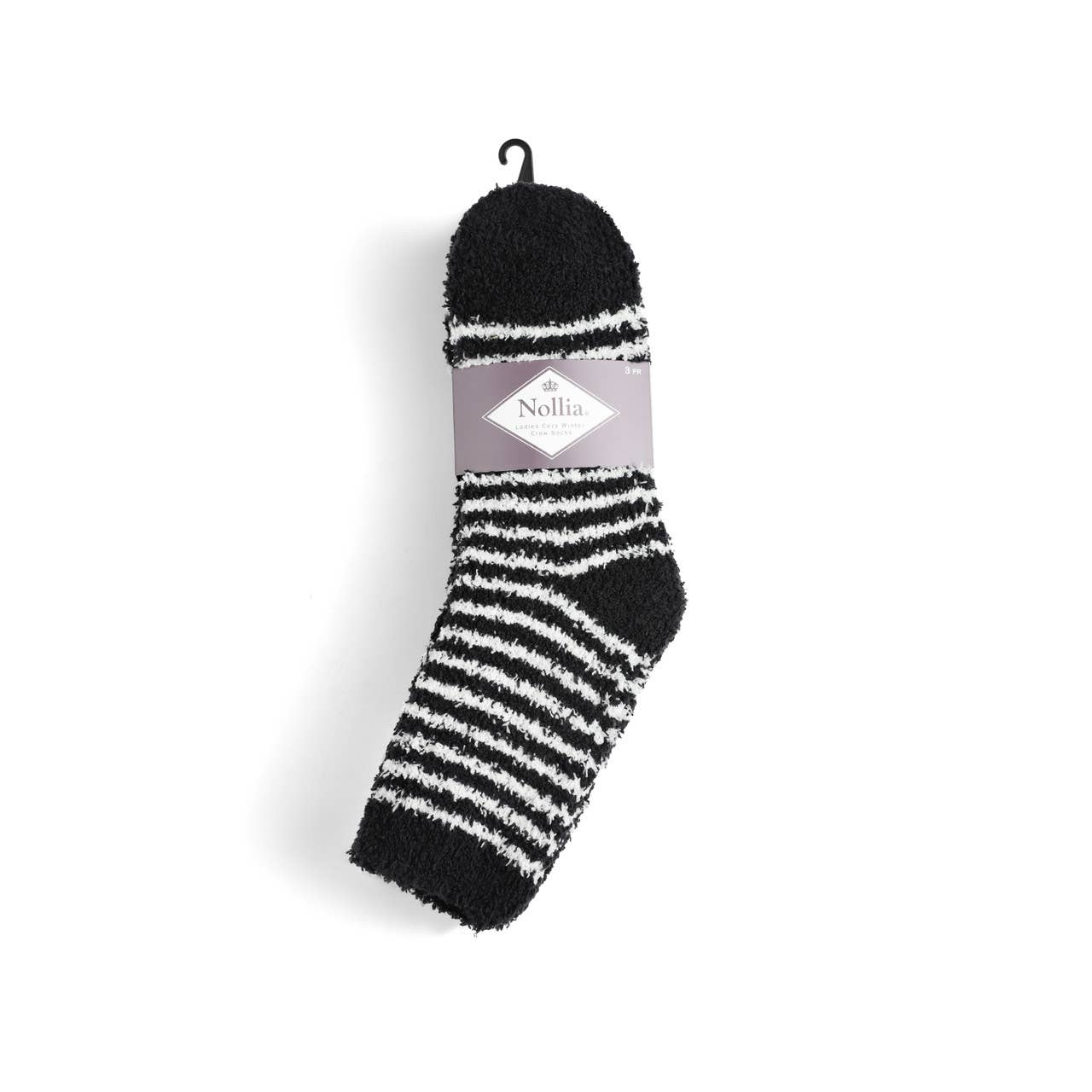 Black/White Ladies Fuzzy Socks: 3 Pair Set