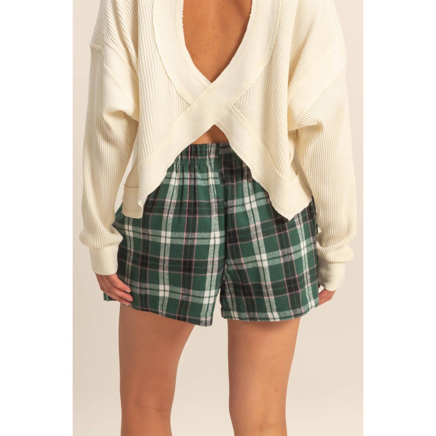 Navy Button-Front Flannel Boxer Shorts