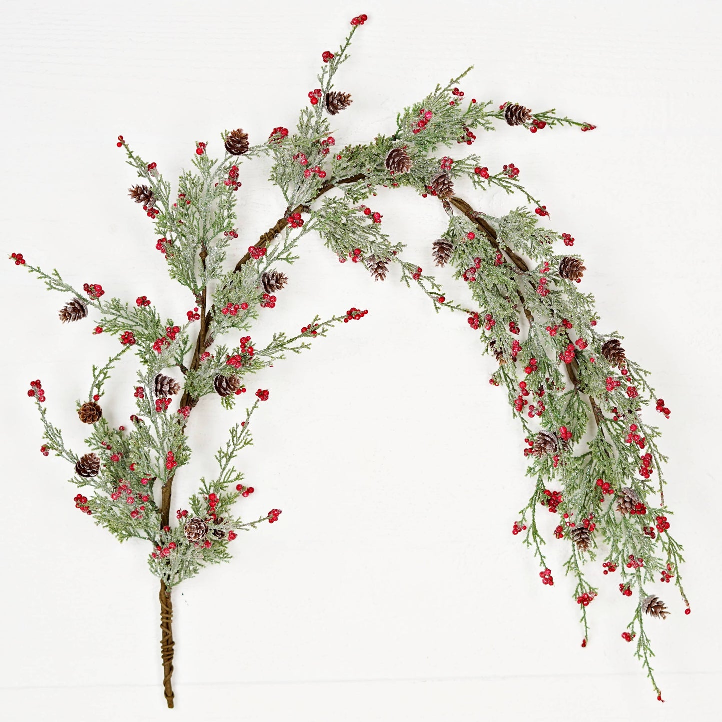 4 Foot Garland-Icy Sparkle Cypress Pine w. Pepperberry-