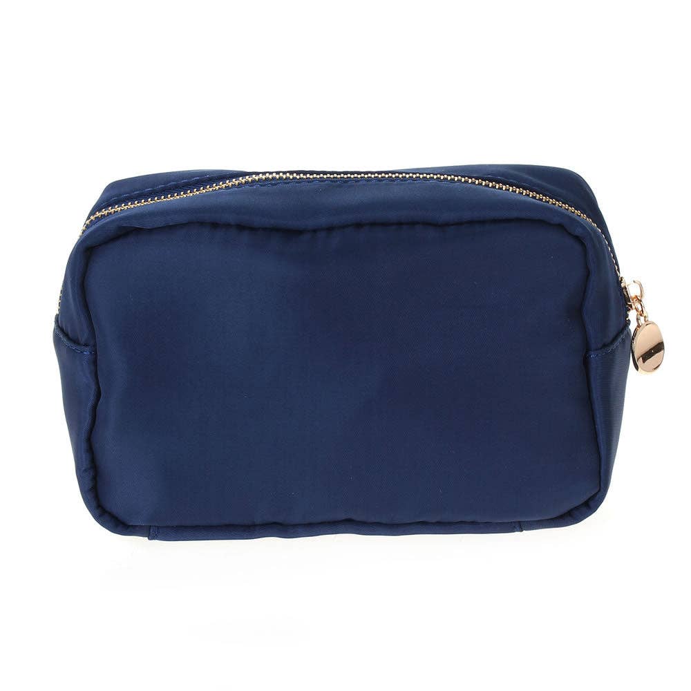 Zippered Nylon Cosmetic Pouch Bag: Grey