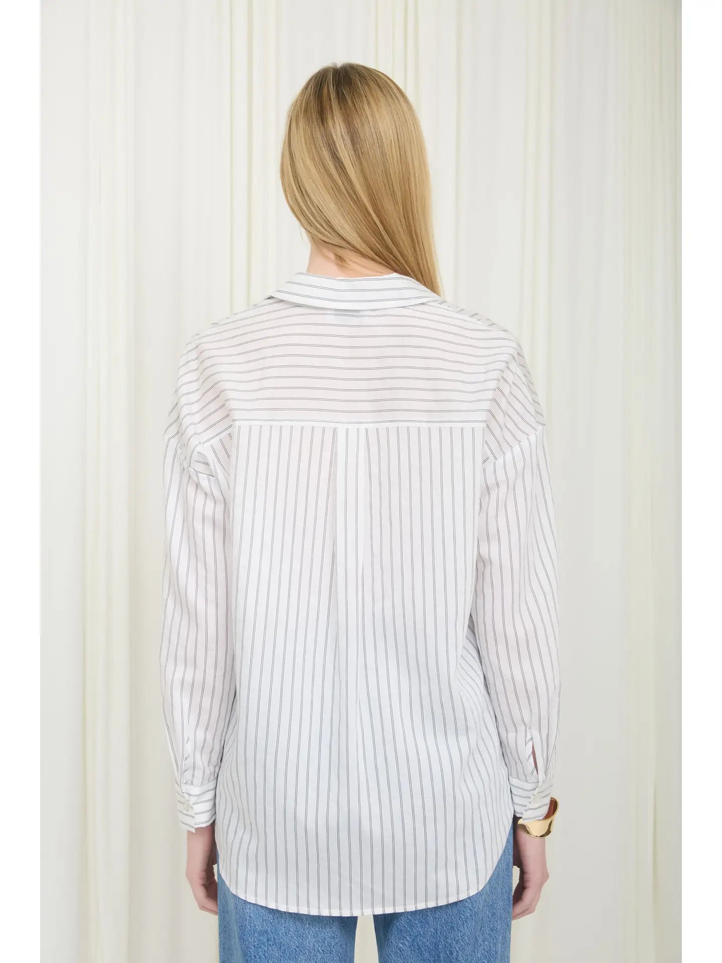 Ivory Striped Button Down Long Sleeve Shirt