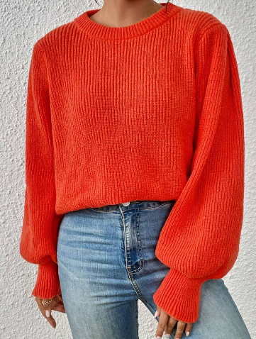 SALE Orange Lantern Sleeve Sweater