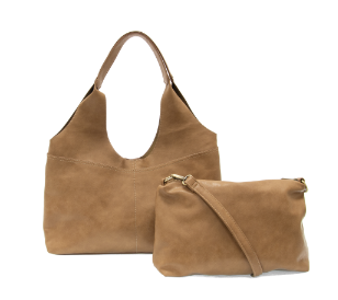 Tan Val 4-Pocket Hobo Bag, with Removable Crossbody