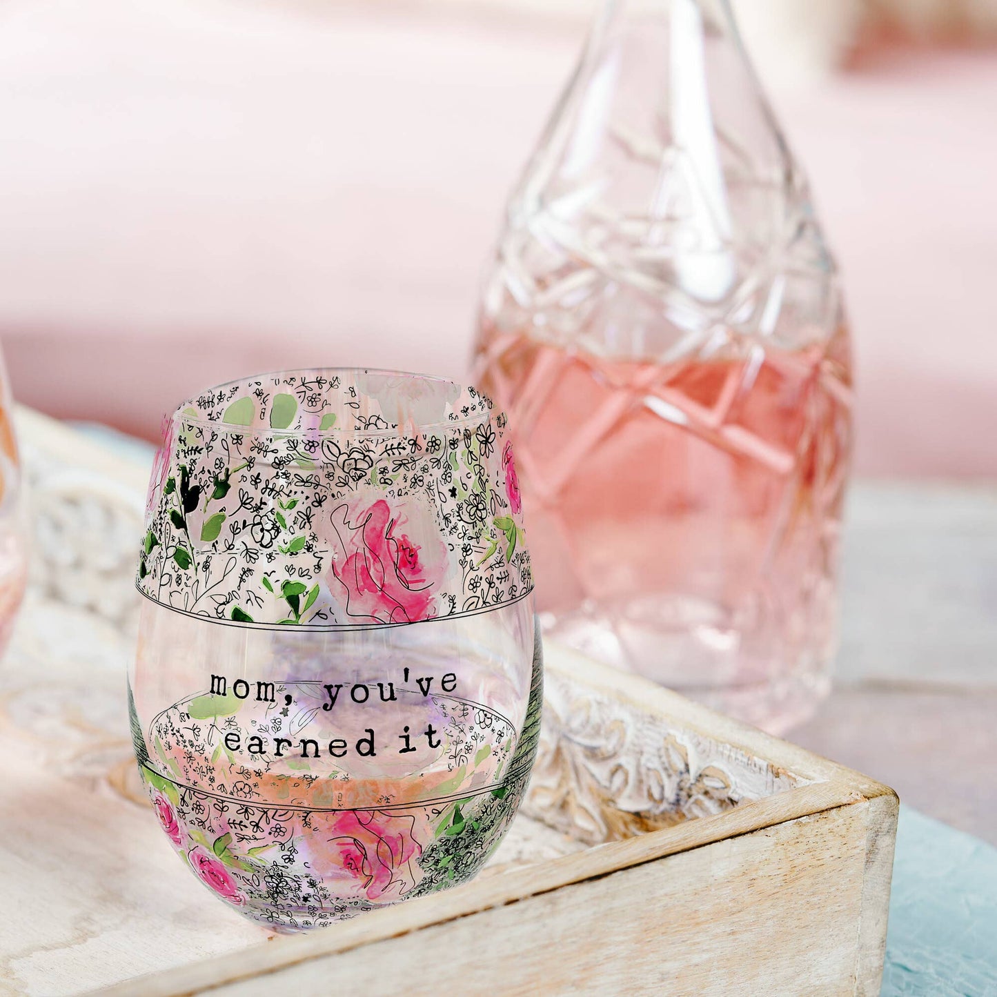 Mom - 18 oz Stemless Wine Glass