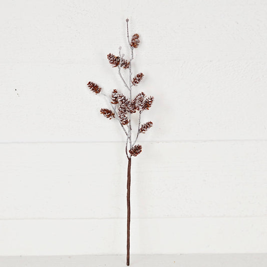 15 Inch Pick-Snow Frosted Faux Birchcone