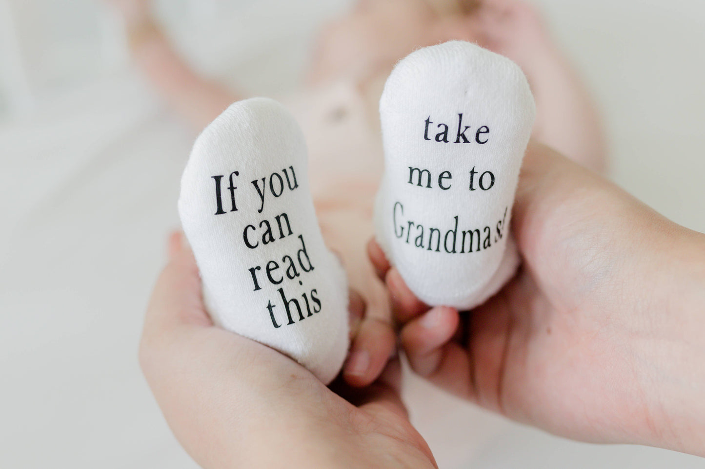 "Take Me to Grandma's" Baby Socks