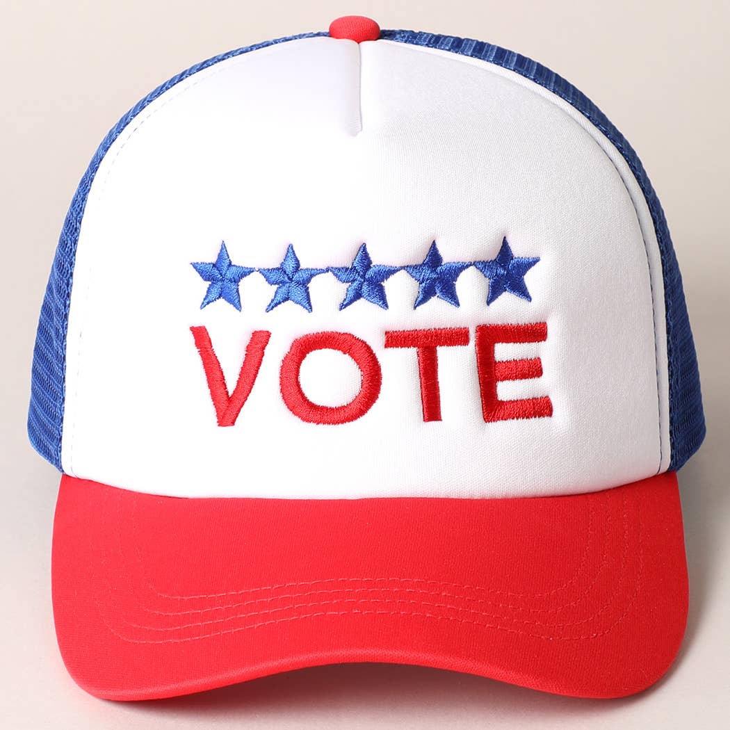 Vote Letter Embroidered Mesh Back Trucker Hat