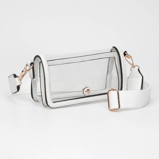White Clear Rectangle Flap Crossbody Bag