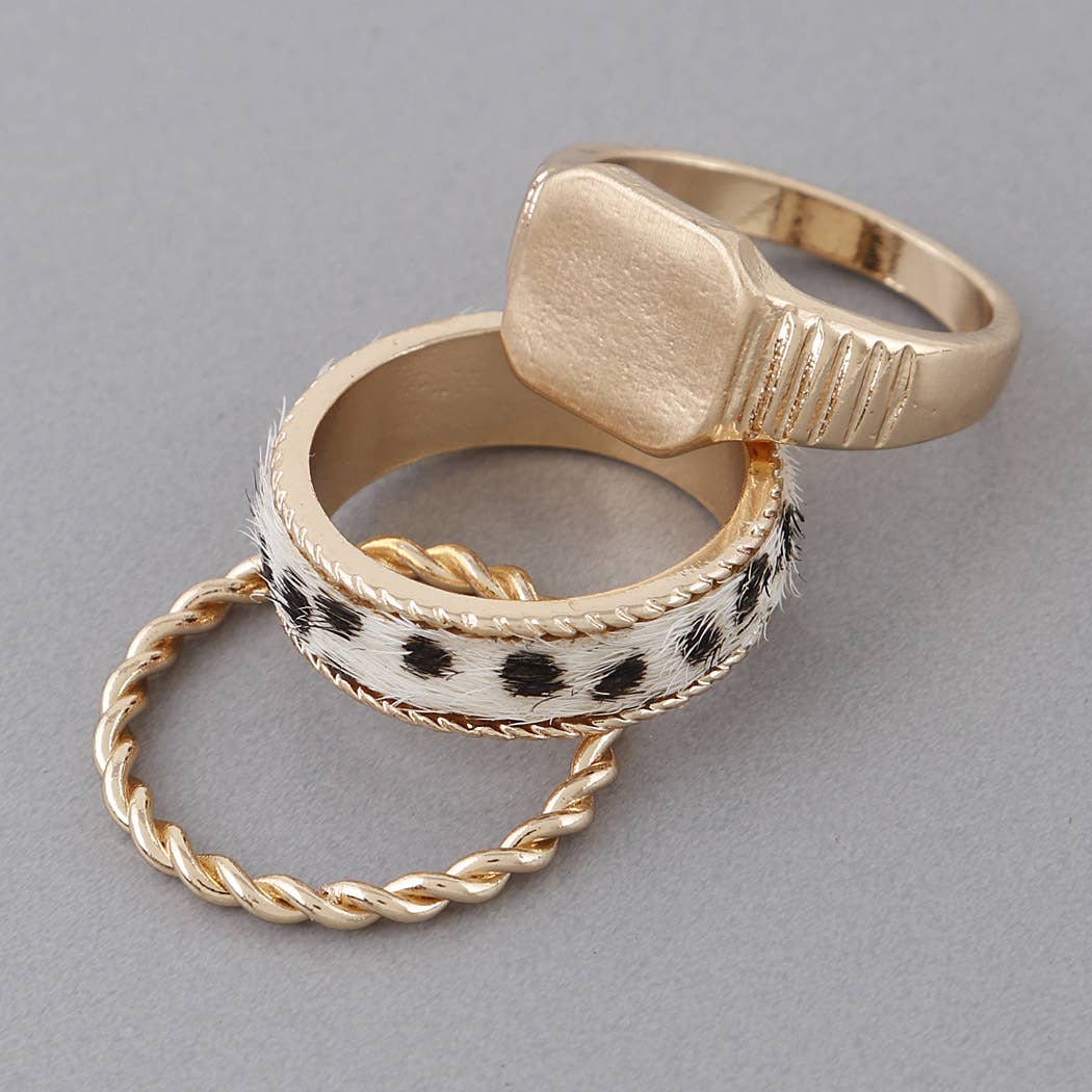 Multi Band N Twist Rings: Gold Ivory