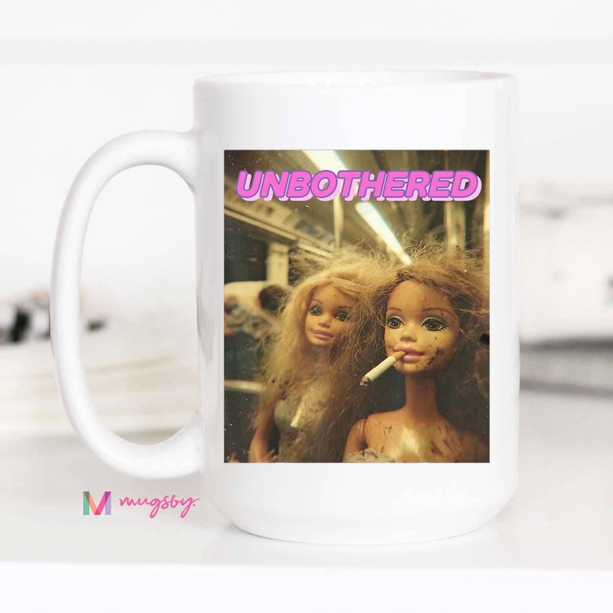 Funny Meme Coffee Mug Unbothered Sarcastic Humor Mug: 11oz