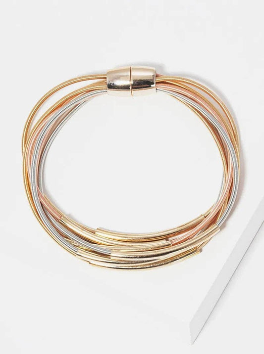 Spring Wire Multi-Strand Bracelet with Magnetic Clasp: Multi