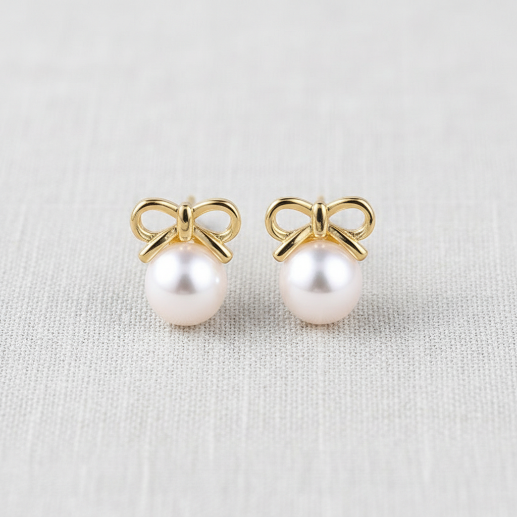 Butterfly Knot Pearl Earrings