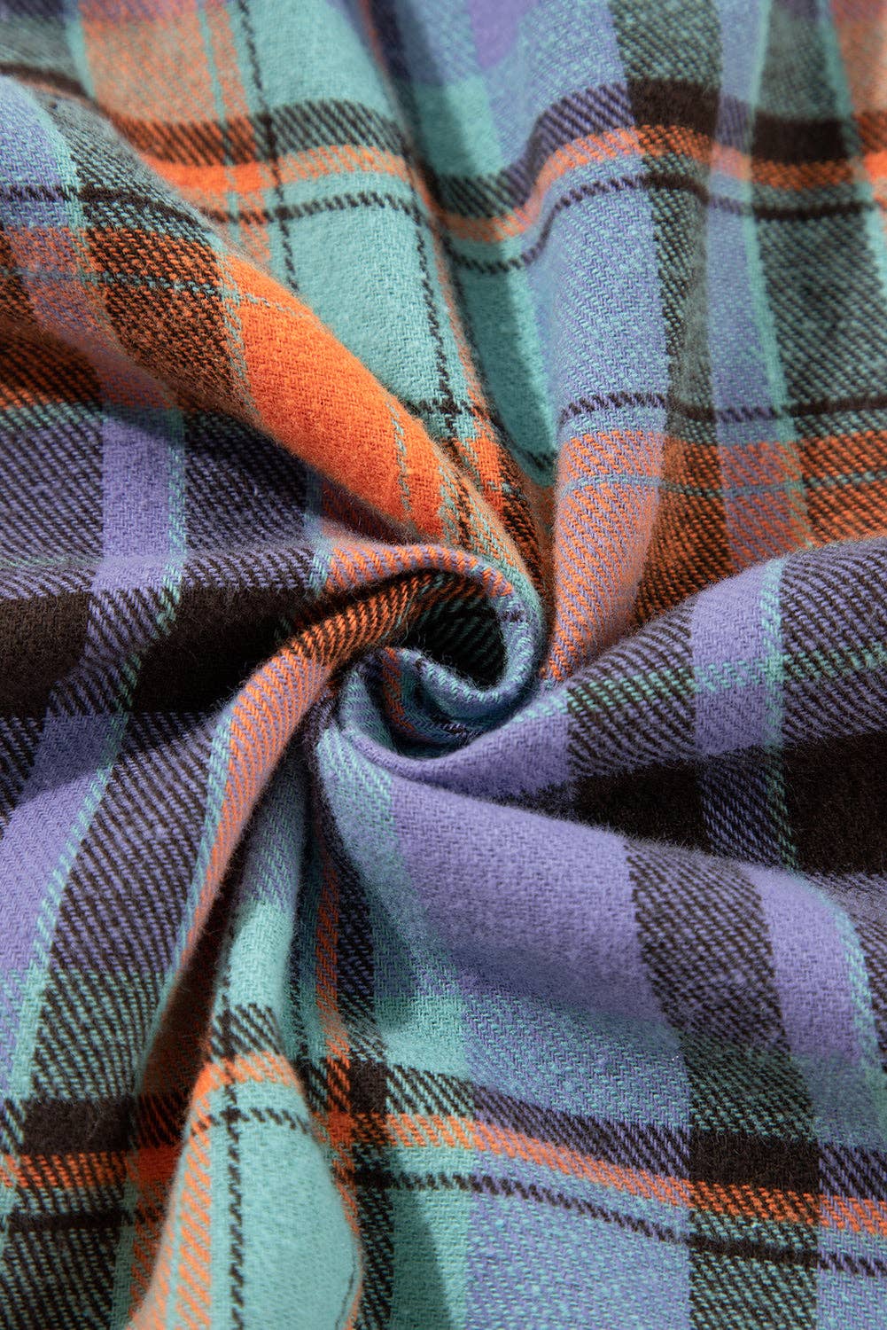 Women's Plaid Print Loose Vintage Shirt: Orange / 100%Cotton / S