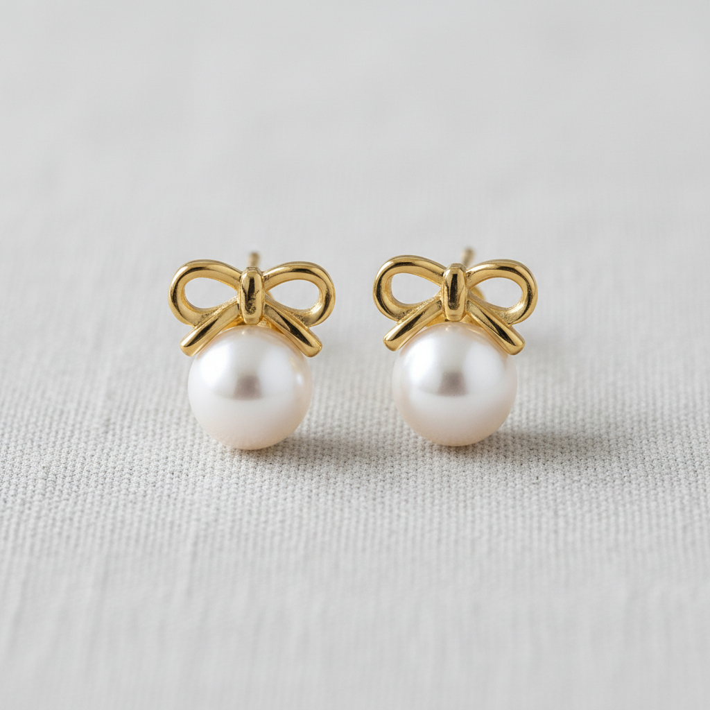 Butterfly Knot Pearl Earrings