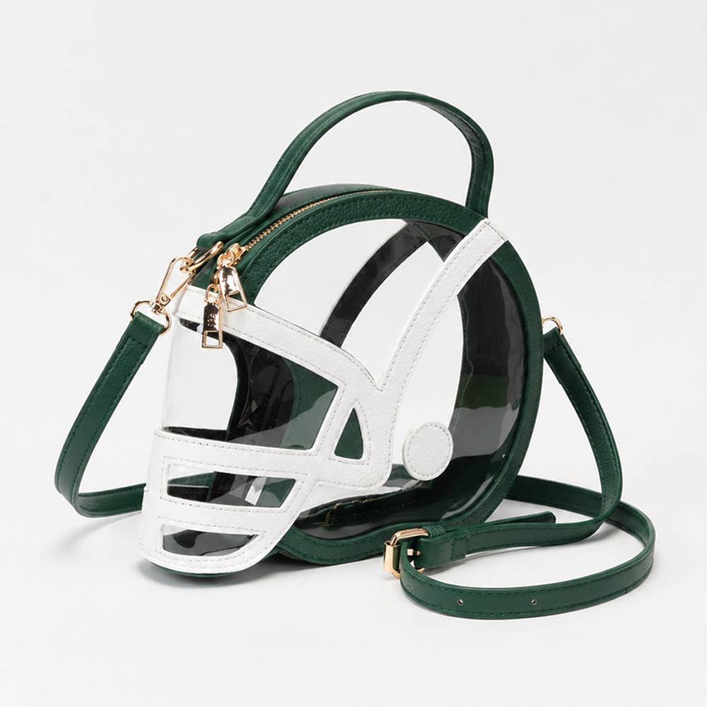 Transparent Gameday Football Helmet Shaped Crossbody Handbag: Orange White