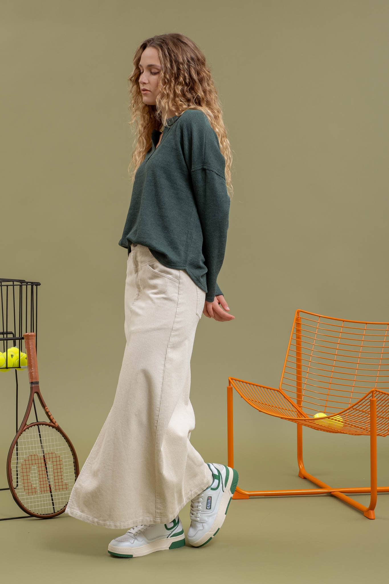 Forest Green Notch Neck Knit Top