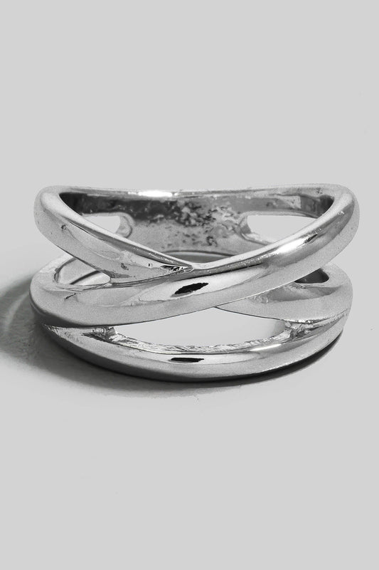 Simple Layered Metallic Band Ring: S