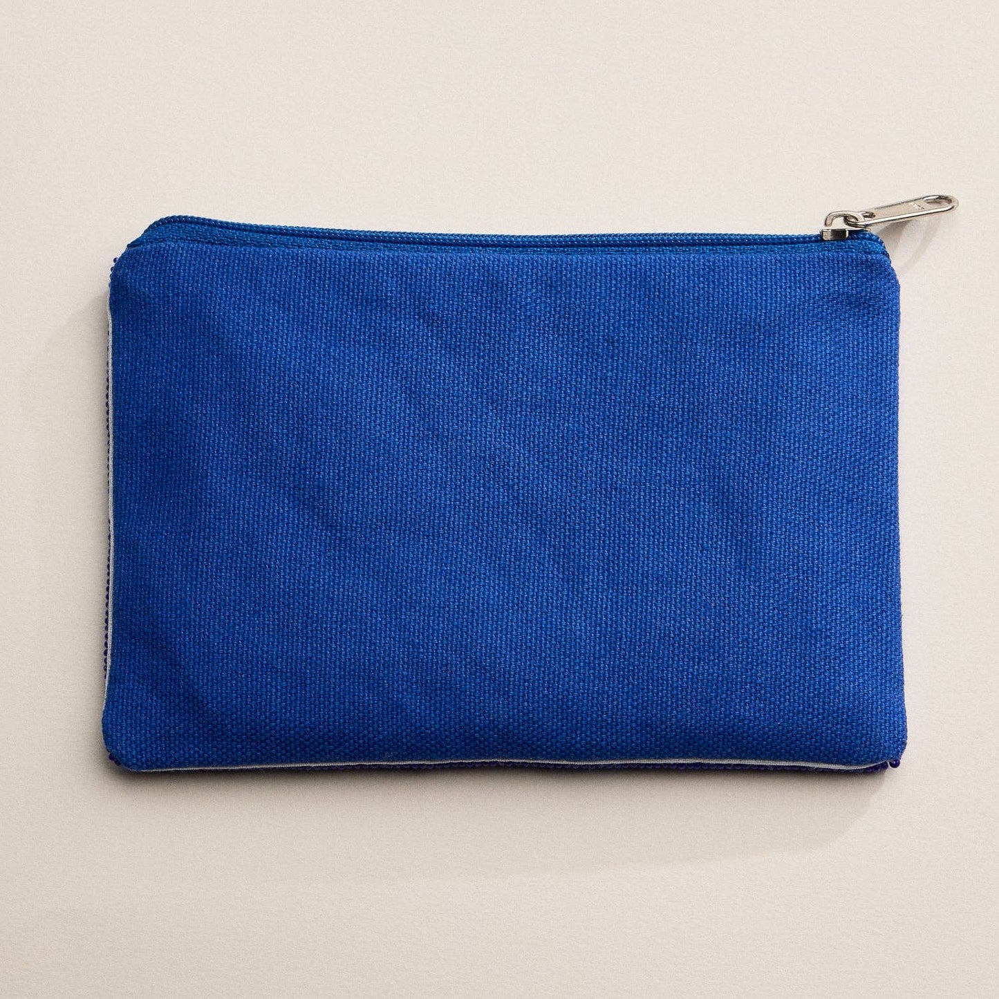 Hand-Beaded Blue Mosaic Pattern Zipper Pouch