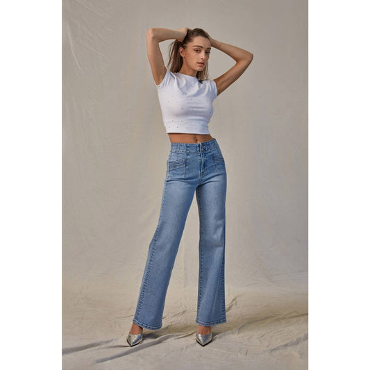 Mica Denim High Rise Wide Leg Light Wash Jeans