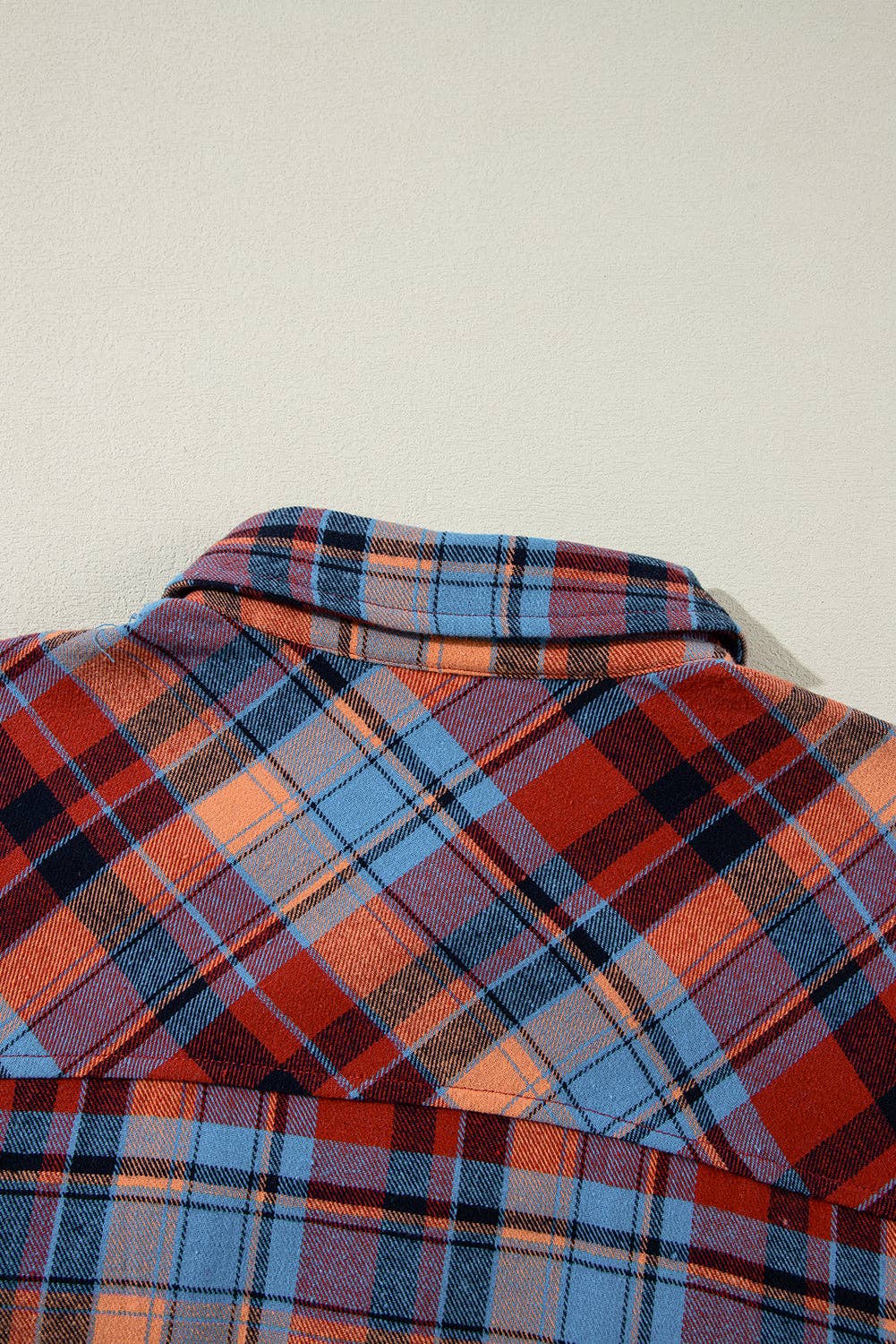 Women's Plaid Print Loose Vintage Shirt: Orange / 100%Cotton / S
