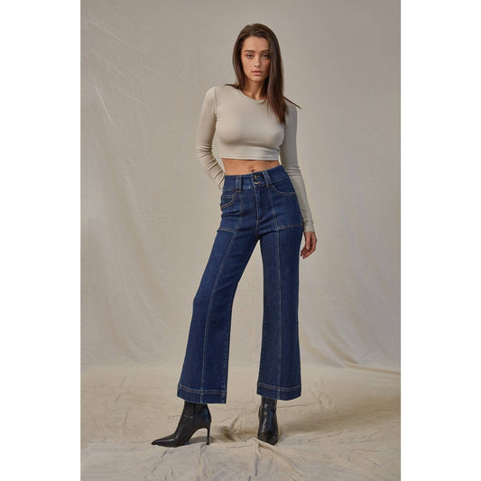 Mica French Navy Super High Rise Wide Crop Jean