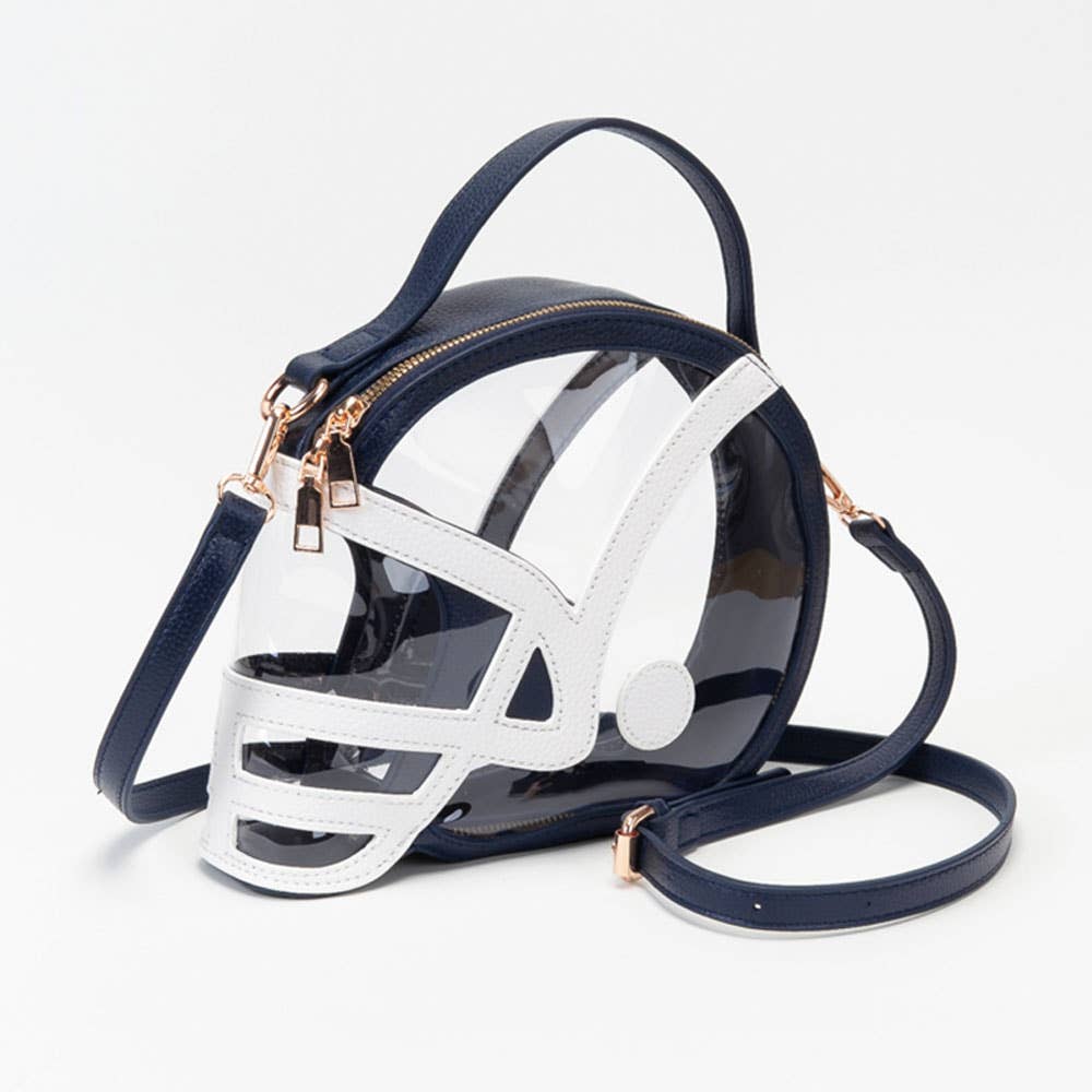 Transparent Gameday Football Helmet Shaped Crossbody Handbag: Orange White