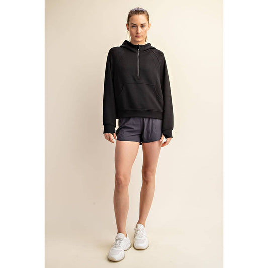 Black Modal Scuba Quarter Zip Hoodie