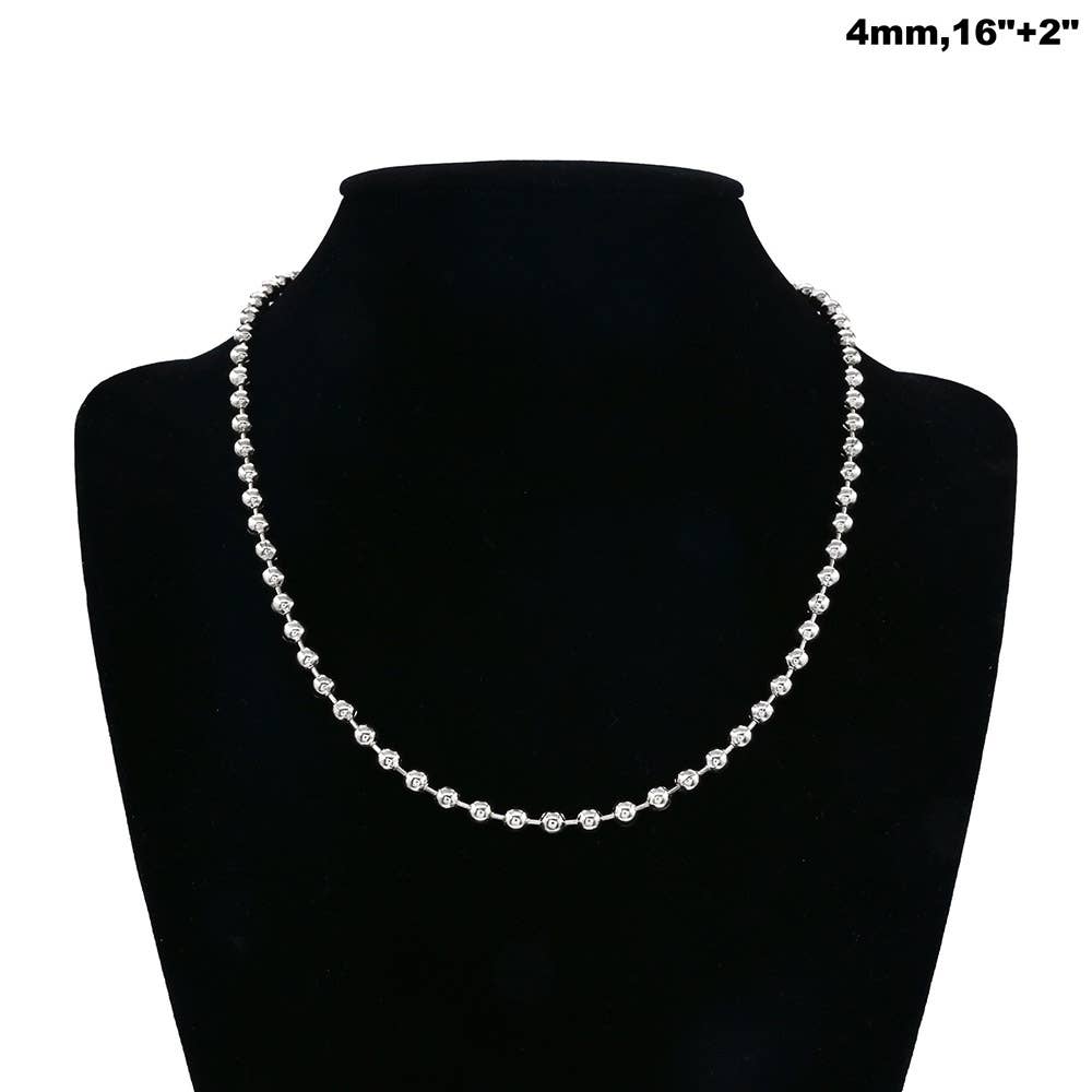 Stainless Steel Beaded Chain Necklace: Gold
