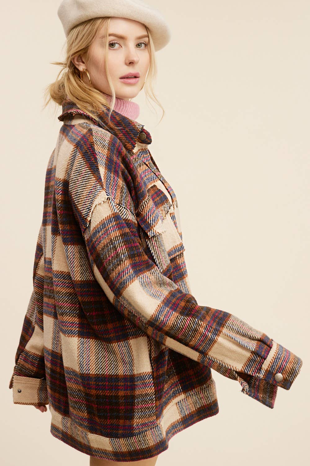 Plaid Button Down Fall Winter Jacket