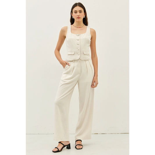 Oatmeal Classic Pleated Trousers
