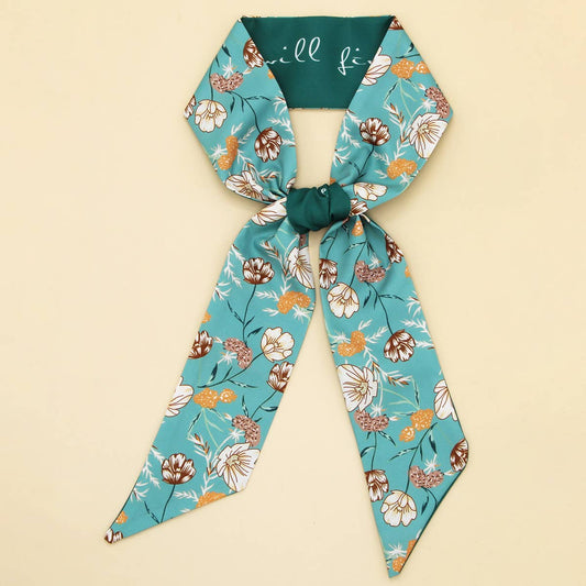 Chic Floral Letter Twilly Scarf